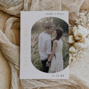 Invitation En Aluminium EMELIA Gold Foil Boho Modern Wedding Enregistrer l