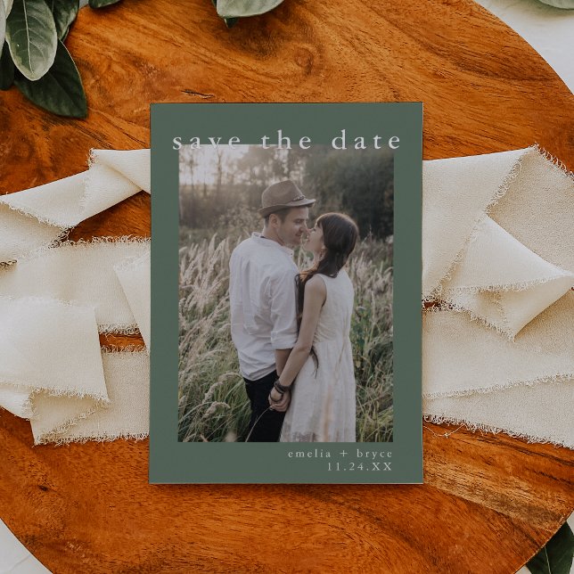 Invitation En Aluminium EMELIA Silver Foil Nature Mariage Enregistrer la d (EMELIA Silver Foil Nature Wedding Save the Date Foil Invitation)