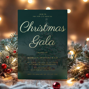 Invitation En Aluminium Emerald Corporate Christmas Gala Party Gold