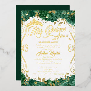 Invitation En Aluminium Emerald Floral Scroll Mis Quince Quinceanera