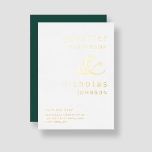 Invitation En Aluminium Emerald Green Ampersand Wedding Save The Date Gold