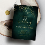Invitation En Aluminium Emerald Green et Gold Botanical Mariage élégant<br><div class="desc">Emerald Green et Gold Botanical Elegant Wedding Foil Invitation</div>