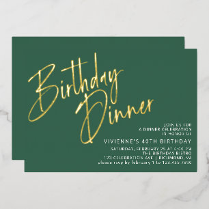 Invitation En Aluminium Emerald Green & Gold Simple Moderne Dîner d'annive