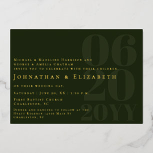 Invitation En Aluminium Emerald Green Minimalist Bold Type Mariage photo