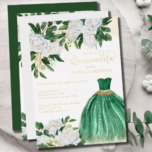 Invitation En Aluminium Emerald Green Princess Quinceanera Gold