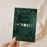 Invitation En Aluminium Emerald Green Tarot Celestial Mariage Gold<br><div class="desc">Emerald Green Tarot Celestial Mariage Gold Foil Invitation</div>