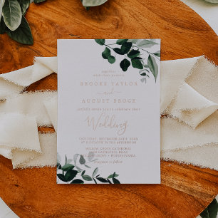 Invitation En Aluminium Emeraude Verdure Rose Or Papier D'aluminium Mari