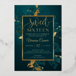 Invitation En Aluminium Émeraude vert et véritable sweet sixteen de feuill<br><div class="desc">Invitations en sweet sixteen vert émeraude et véritable feuille d’or Quand il s’agit de votre jour de mariage, il n’y a rien de mal à apporter un peu de bling. Vous pouvez commencer par cela en donnant le ton avec votre suite d'invitation. Une excellente façon d'ajouter un peu de brillance...</div>
