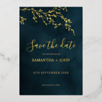 Émeraude verte et or Botanical Save the Date