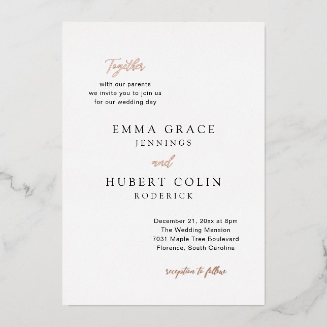 Invitation En Aluminium Emma Elegant Wedding (Recto)