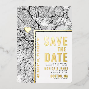 Invitation En Aluminium Emplacement de l'amour de Boston   Plan ville Enre