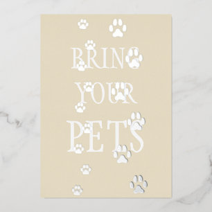 Invitation En Aluminium Empreintes de pattes de chien et de chat Beige per