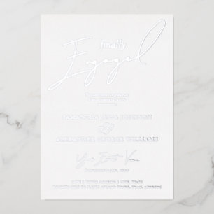 Invitation En Aluminium Enfin Engagé Script Photo Fête de Fiançailles