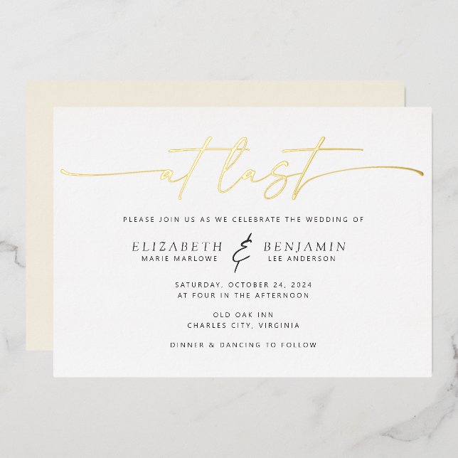 Invitation En Aluminium Enfin Mariage Horizontal  (Recto/Verso)