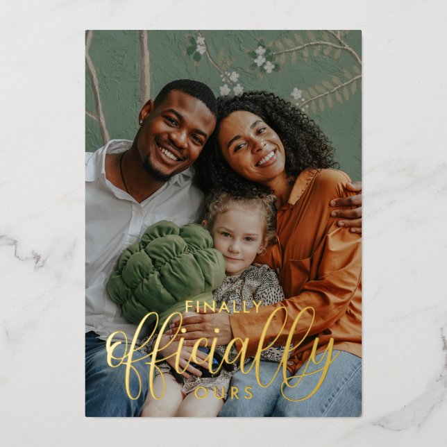 Invitation En Aluminium Enfin officiellement notre 2 adoption photo (Recto)