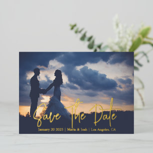 Invitation En Aluminium Enregistrer la date avec le mariage photo
