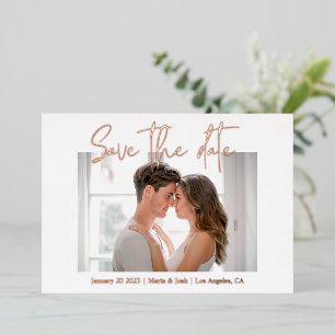 Invitation En Aluminium Enregistrer la date avec le mariage photo