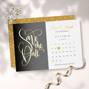 Invitation En Aluminium Enregistrer la date Calendrier Love Heart Gold