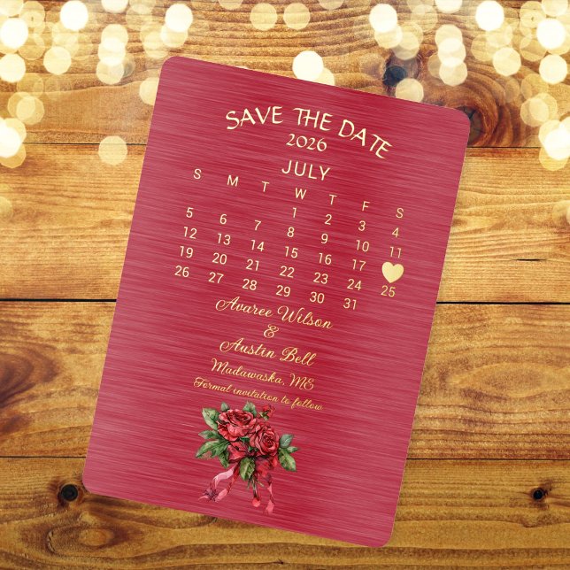 Invitation En Aluminium Enregistrer la date Mariage juillet 2026 (Créateur téléchargé)