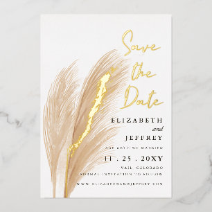 Invitation En Aluminium Enregistrer la date photo rustique boho pampas