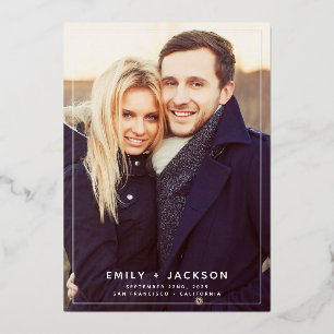 Invitation En Aluminium Enregistrer la photo de date Silver