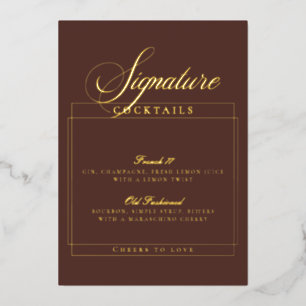 Invitation En Aluminium Enseigne de cocktail classique en ivoire marron Si