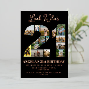 Invitation En Aluminium enseigne de collage photo 21 ans pour les 21 ans