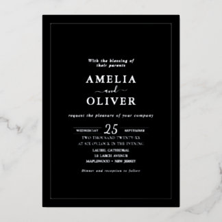 Invitation En Aluminium Ensemble complet de code QR argenté sur fond noir