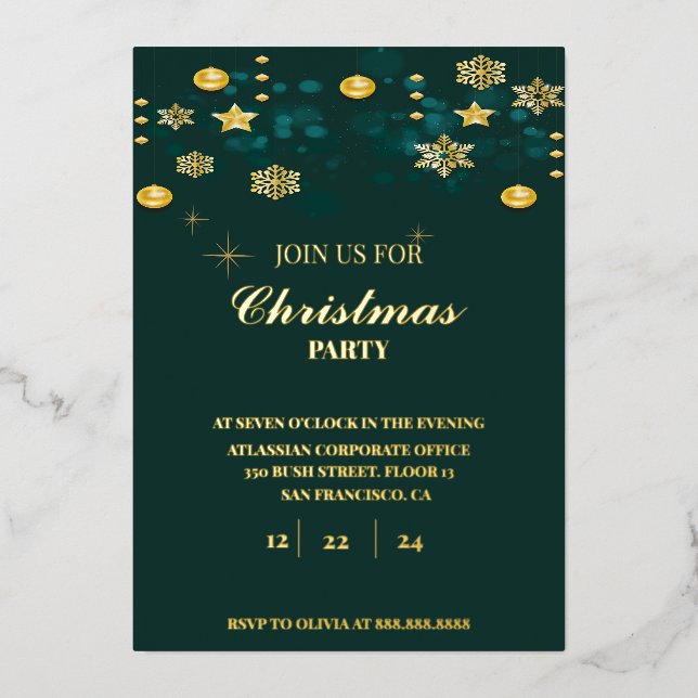 Invitation En Aluminium Ensemble de fête de Noël (Recto)