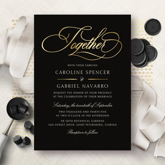 Invitation En Aluminium Ensemble Élégant Calligraphie Mariage Formel (Créateur téléchargé)