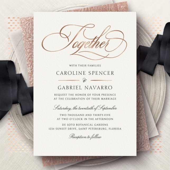 Invitation En Aluminium Ensemble Élégant Formel Calligraphie Mariage (Créateur téléchargé)