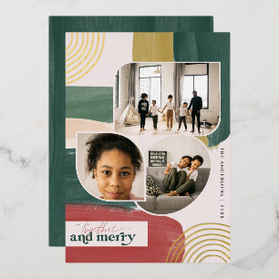 Invitation En Aluminium Ensemble & Joyeux Photo Abstraite moderne Noël