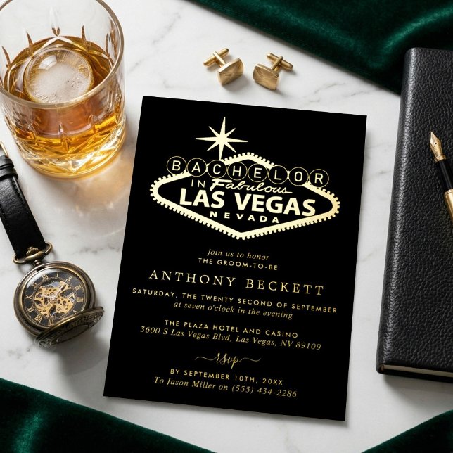 Invitation En Aluminium Enterrement de vie de garçon au casino de Las Vega (Créateur téléchargé)