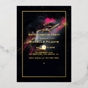Invitation En Aluminium Enterrement de vie de jeune fille rose vif et or