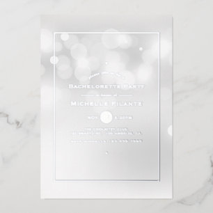 Invitation En Aluminium Enterrement de vie de jeune fille Silver Bokeh