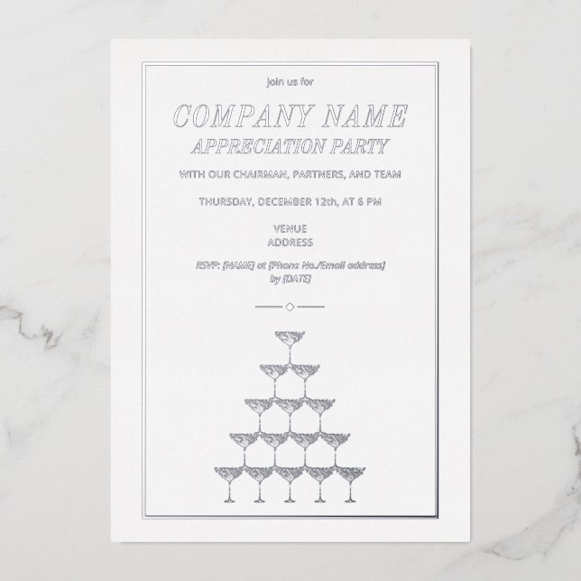 Invitation En Aluminium Entreprise Appréciation Champagne Tower Business (Recto)