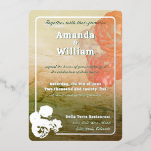 Invitation En Aluminium Épanoui Romantique Intemporel Exquis mariage