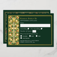 Épée florale médiévale verte or RSVP de mariage
