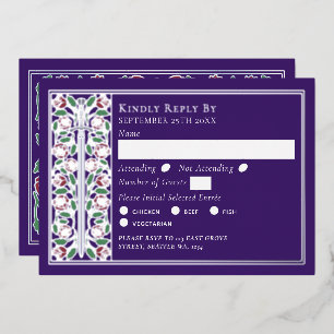 Invitation En Aluminium Épée florale médiévale violette argentée RSVP de m
