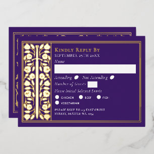 Invitation En Aluminium Épée Médiévale Violet Or Réponse Mariage