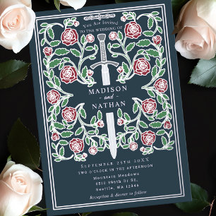Invitation En Aluminium Épée Royale Grise Mariage Médiéval Fantastique