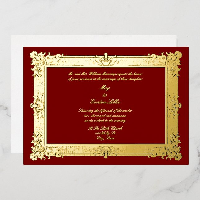 Invitation En Aluminium Ere victorienne 1845 Cadre de style Rococo baroque (Recto/Verso)
