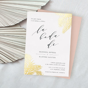 Invitation En Aluminium Espagnol Tropical Foliage Mariage Gold