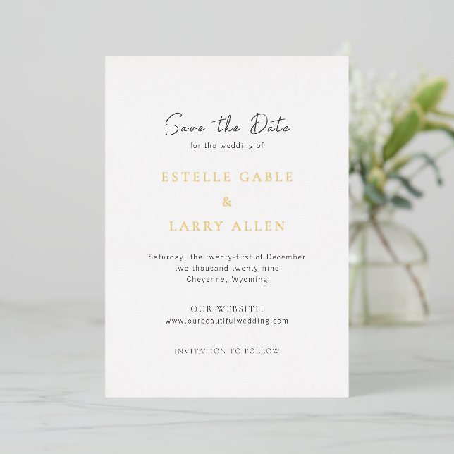 Invitation En Aluminium Estelle Elegant Wedding Enregistrer la date (Debout devant)