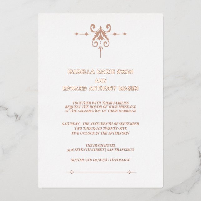 Invitation En Aluminium Eternal Love Twilight Bella et Edward Mariage (Recto)