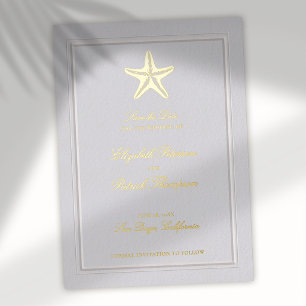 Invitation En Aluminium Étoile de mer Côtière Formel Faux Mariage Enregist