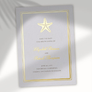 Invitation En Aluminium Étoile de mer côtière Save The Date de mariage for