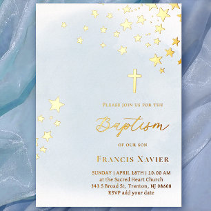 Invitation En Aluminium étoiles ciel Baptême