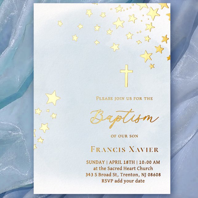 Invitation En Aluminium étoiles ciel | Baptême  (Créateur téléchargé)