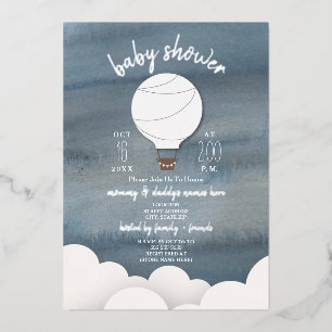 Invitation En Aluminium Étoiles de ballon à air chaud Baby shower neutre